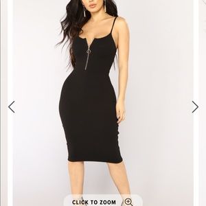Fashion nova black zip up midi dress